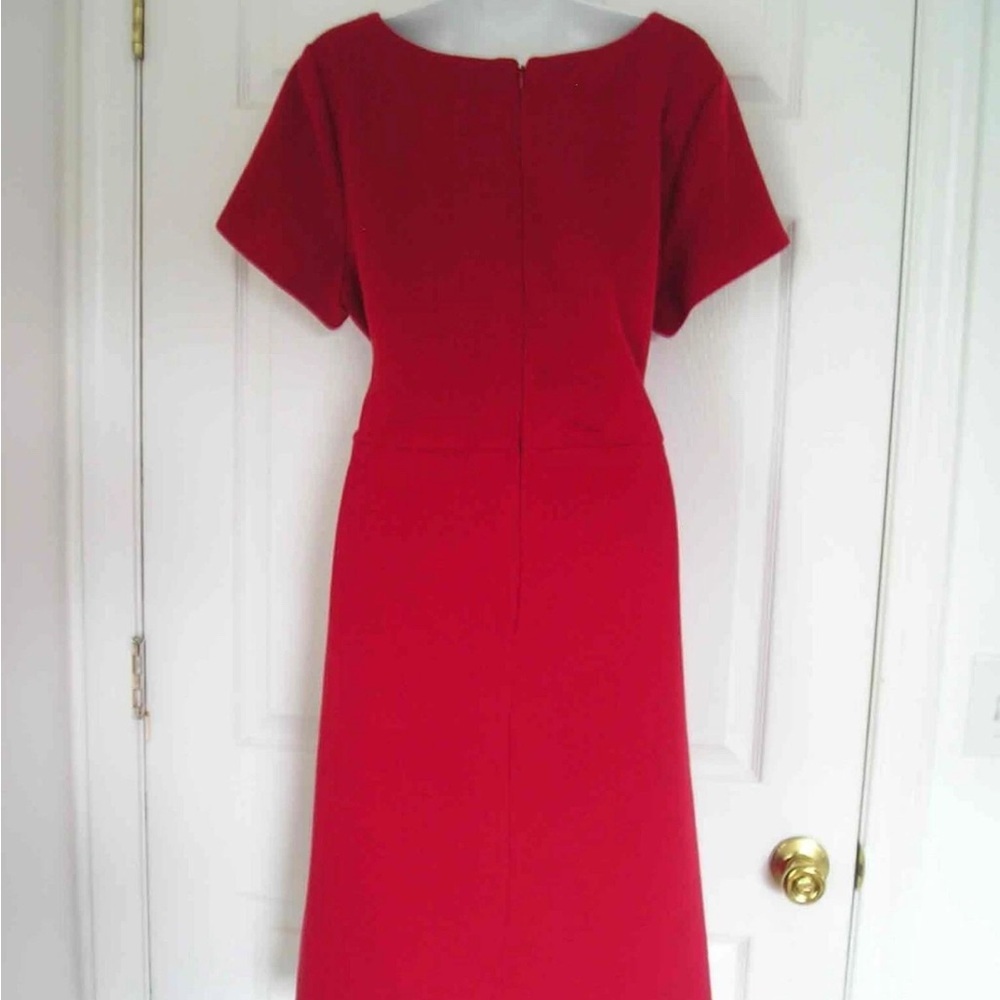Talbot Beaded Ottoman Ponte Sheath Elegant Dress with Embellished Neckline - Picture 2 of 5